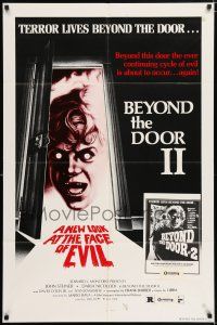 5f103 BEYOND THE DOOR II 1sh '78 Mario Bava's Schock, creepy art of girl with bloody razor!