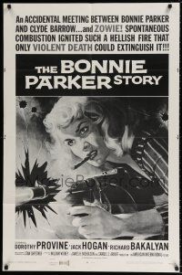 5f128 BONNIE PARKER STORY 1sh R68 great art of the cigar-smoking hellcat of the roaring '30s!