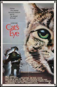 5f169 CAT'S EYE 1sh '85 Stephen King, Drew Barrymore, artwork of wacky little monster by Jeff Wack