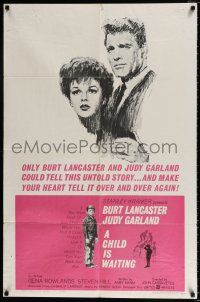 5f177 CHILD IS WAITING 1sh '63 Howard Terpning art of Burt Lancaster & Judy Garland!