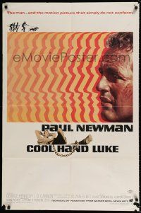 5f194 COOL HAND LUKE 1sh '67 Paul Newman prison escape classic, cool art by James Bama!