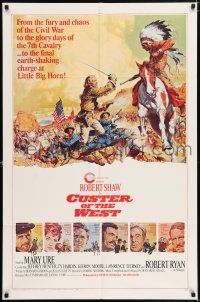5f205 CUSTER OF THE WEST style A 1sh '68 art of Robert Shaw at the Battle of Little Big Horn!