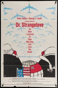 5f236 DR. STRANGELOVE 1sh '64 Stanley Kubrick classic, Sellers, Tomi Ungerer art!