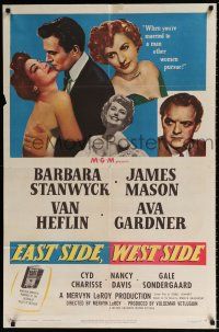 5f243 EAST SIDE WEST SIDE 1sh '50 Barbara Stanwyck, James Mason, sexy Ava Gardner!