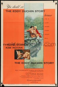 5f246 EDDY DUCHIN STORY 1sh '56 Tyrone Power & Kim Novak in a love story you will remember!