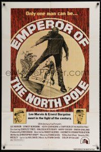 5f252 EMPEROR OF THE NORTH POLE 1sh '73 Lee Marvin, Ernest Borgnine, cool art, original title!