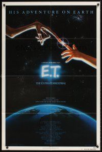 5f240 E.T. THE EXTRA TERRESTRIAL 1sh '82 Drew Barrymore, Steven Spielberg classic, Alvin art!