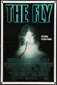 5f294 FLY style A 1sh '86 David Cronenberg, Jeff Goldblum, cool sci-fi art by Mahon!
