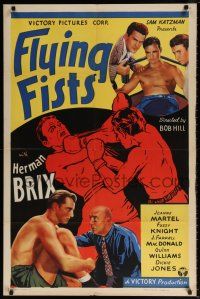 5f295 FLYING FISTS 1sh '37 great image of boxer Herman Brix slugging in the boxing ring!