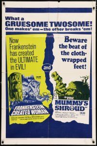 5f311 FRANKENSTEIN CREATED WOMAN/MUMMY'S SHROUD ` 1sh '67 Hammer horror double bill!