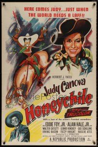5f403 HONEYCHILE 1sh '51 wonderful artwork of cowgirl Judy Canova on horse by Al Hirschfeld!