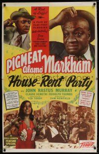 5f410 HOUSE-RENT PARTY 1sh '46 Dewey Pigmeat Alamo Markham, Toddy all-black comedy musical!