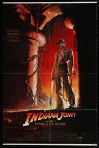 5f438 INDIANA JONES & THE TEMPLE OF DOOM 1sh '84 adventure is Ford's name, Bruce Wolfe art!