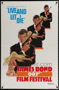 5f456 JAMES BOND 007 FILM FESTIVAL style A 1sh '76 art of Roger Moore as 007 w/sexy girl!