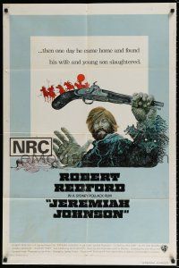 5f462 JEREMIAH JOHNSON 1sh '72 cool Coconis art of Robert Redford, directed by Pollack!
