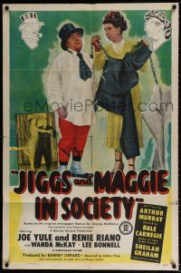 5f463 JIGGS & MAGGIE IN SOCIETY 1sh '48 artwork by George McManus, Joe Yule, Renie Riano