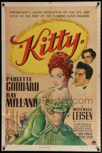 5f479 KITTY style A 1sh '45 art of pretty Paulette Goddard & Ray Milland in historical England!