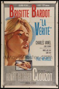 5f481 LA VERITE Columbia release 1sh '61 super sexy Brigitte Bardot, Henri-Georges Clouzot!