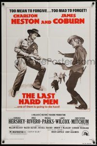 5f494 LAST HARD MEN style B 1sh '76 cool art of Charlton Heston, James Coburn & Barbara Hershey!