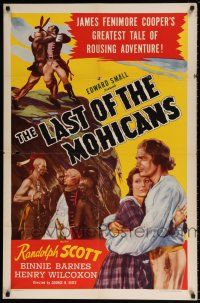5f495 LAST OF THE MOHICANS 1sh R51 Randolph Scott, from James Fenimore Cooper's novel!