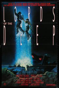 5f519 LORDS OF THE DEEP 1sh '89 Roger Corman scuba horror, cool fantasy underwater artwork!