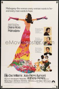 5f542 MAHOGANY 1sh '75 cool art of Diana Ross, Billy Dee Williams, Anthony Perkins, Aumont