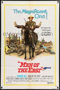 5f549 MAN OF THE EAST 1sh '74 image of cowboy Terence Hill on horseback, spaghetti western!