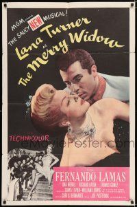 5f571 MERRY WIDOW 1sh '52 great romantic close up of sexy Lana Turner & Fernando Lamas!