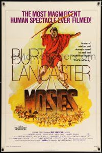 5f593 MOSES 1sh '76 religious Burt Lancaster, a man of wisdom & strength crushed an empire!