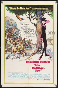 5f597 MRS. POLLIFAX - SPY 1sh '71 Rosalind Russell, wacky Frank Frazetta artwork!