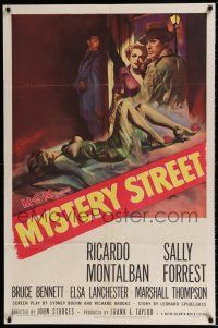 5f608 MYSTERY STREET 1sh '50 John Sturges, Ricardo Montalban, sexy film noir artwork!