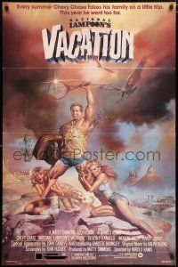 5f610 NATIONAL LAMPOON'S VACATION 1sh '83 art of Chevy Chase, Brinkley & D'Angelo by Boris!