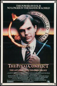 5f641 OMEN 3 - THE FINAL CONFLICT 1sh '81 creepy image of Sam Neill as President Damien!