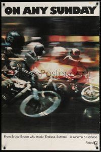 5f642 ON ANY SUNDAY 1sh '71 Bruce Brown classic, Steve McQueen, motorcycle racing!