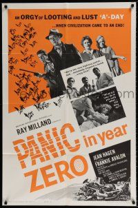 5f662 PANIC IN YEAR ZERO style A 1sh '62 Ray Milland, Hagen, Frankie Avalon, orgy of looting & lust