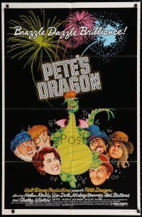 5f679 PETE'S DRAGON 1sh '77 Walt Disney animation/live action, colorful art of Elliott!
