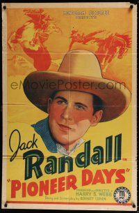 5f687 PIONEER DAYS 1sh '40 cowboy Jack Randall in western stone litho artwork!