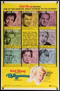5f693 POLLYANNA 1sh '60 art of winking Hayley Mills, Jane Wyman, Walt Disney!