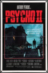 5f706 PSYCHO II 1sh '83 Anthony Perkins as Norman Bates, cool creepy image of classic house!