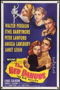 5f724 RED DANUBE 1sh '49 Janet Leigh, Angela Lansbury, Ethel Barrymore, Walter Pidgeon, Lawford!
