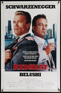 5f725 RED HEAT 1sh '88 great image of cops Arnold Schwarzenegger & James Belushi!