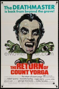 5f730 RETURN OF COUNT YORGA 1sh '71 Robert Quarry, AIP vampires, wild monster art!