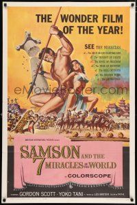 5f749 SAMSON & THE 7 MIRACLES OF THE WORLD 1sh '62 Maciste Alla Corte Del Gran Khan, sexy art!