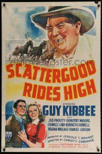 5f754 SCATTERGOOD RIDES HIGH 1sh '42 Guy Kibbee as Scattergood Baines, horse racing art!