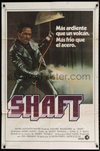 5f763 SHAFT Spanish/U.S. 1sh '71 classic image of Richard Roundtree blasting the bad guys!
