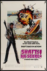 5f764 SHAFT'S BIG SCORE 1sh '72 great artwork of mean Richard Roundtree with big gun!