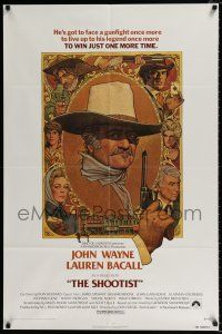 5f770 SHOOTIST 1sh '76 best Richard Amsel artwork of cowboy John Wayne & cast!
