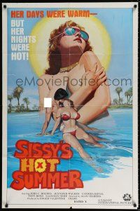 5f775 SISSY'S HOT SUMMER 1sh '79 great sexy art, her days were warm, but her nights were hot!
