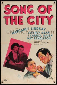 5f786 SONG OF THE CITY 1sh '37 photo & stone litho art of Margaret Lindsay, Dean Jagger & Pendleton