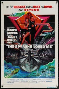 5f795 SPY WHO LOVED ME 1sh '77 great art of Roger Moore as James Bond 007 by Bob Peak!